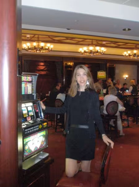 Katelin Zaslow playing a slot machine